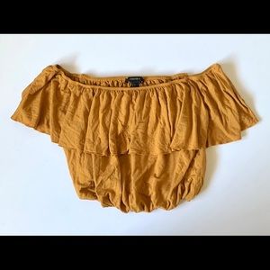 OFF SHOULDER MUSTARD CROP TOP✨